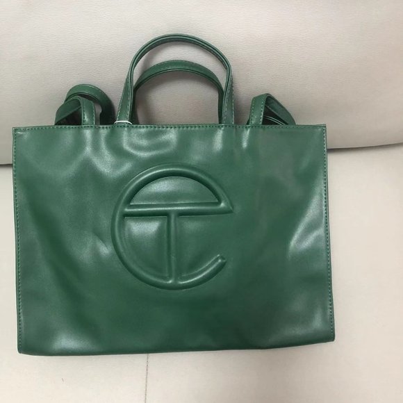Tote Bag Dark green patent leather Telfar laptop bag medium number - Picture 2 of 7